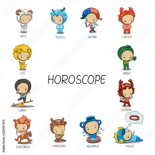 Set of cute horoscope