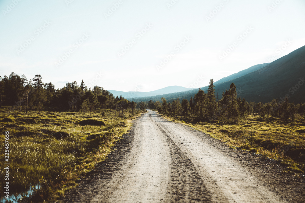Remote road in the Finndalen Valley in Norway Remote road in the Finndalen Valley in Norway