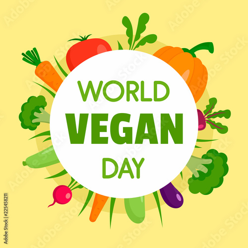 Happy vegan day concept background. Flat illustration of happy vegan day vector concept background for web design