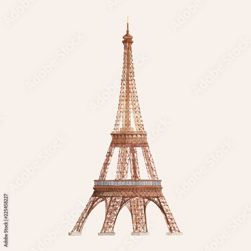 The Eiffel Tower painted by watercolor photo