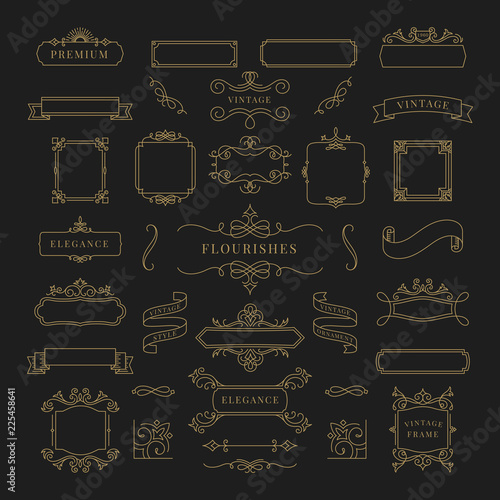 Collection of vintage ornament frame illustration