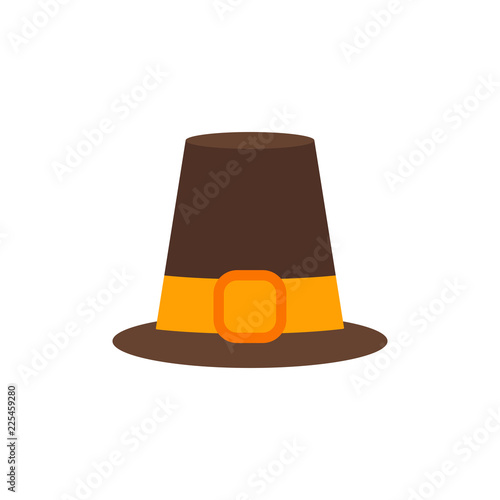 Vector Illustration. Pilgrim hat flat isolated icon. Thanksgiving symbol
