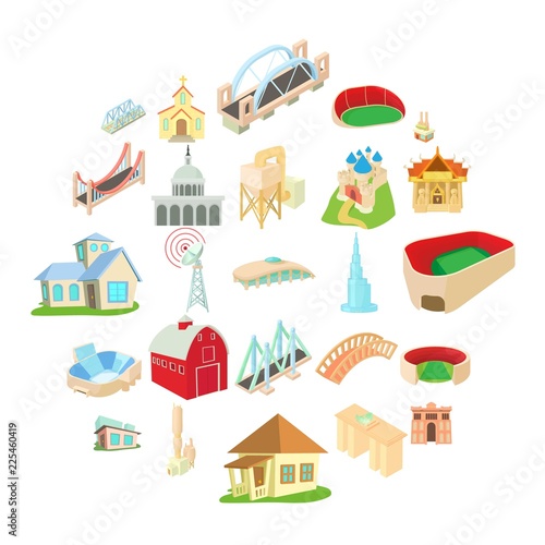 Building house icons set. Cartoon set of 25 building house vector icons for web isolated on white background