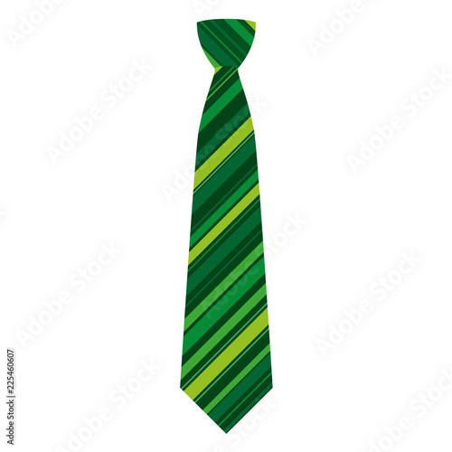 Green striped tie icon. Flat illustration of green striped tie vector icon for web design