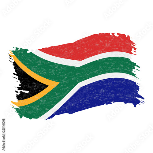 Flag of South Africa, Grunge Abstract Brush Stroke Isolated On A White Background. Vector Illustration. National Flag In Grungy Style. Use For Brochures, Printed Materials, Logos, Independence Day