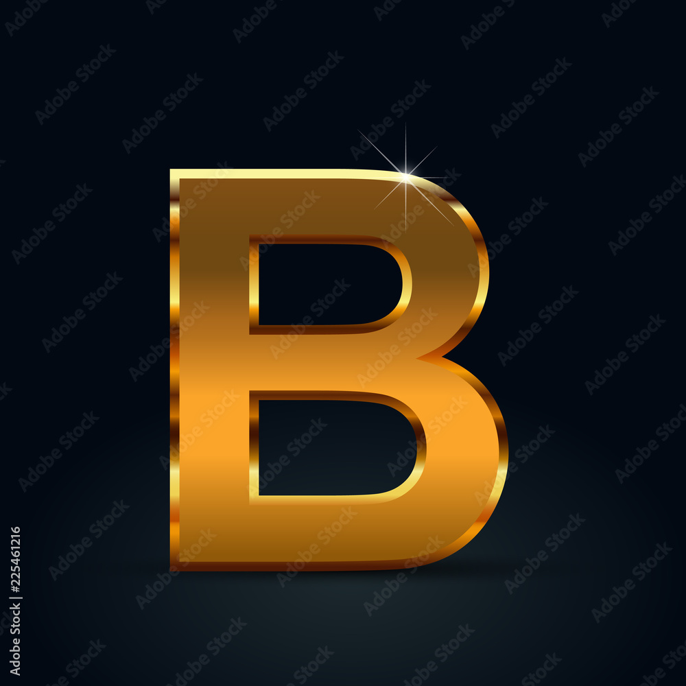 Dark gold vector letter B uppercase isolated on black background Dark gold vector letter B uppercase isolated on black background