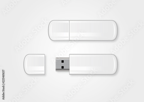 USB Flash Drive isolated on white background. Vector