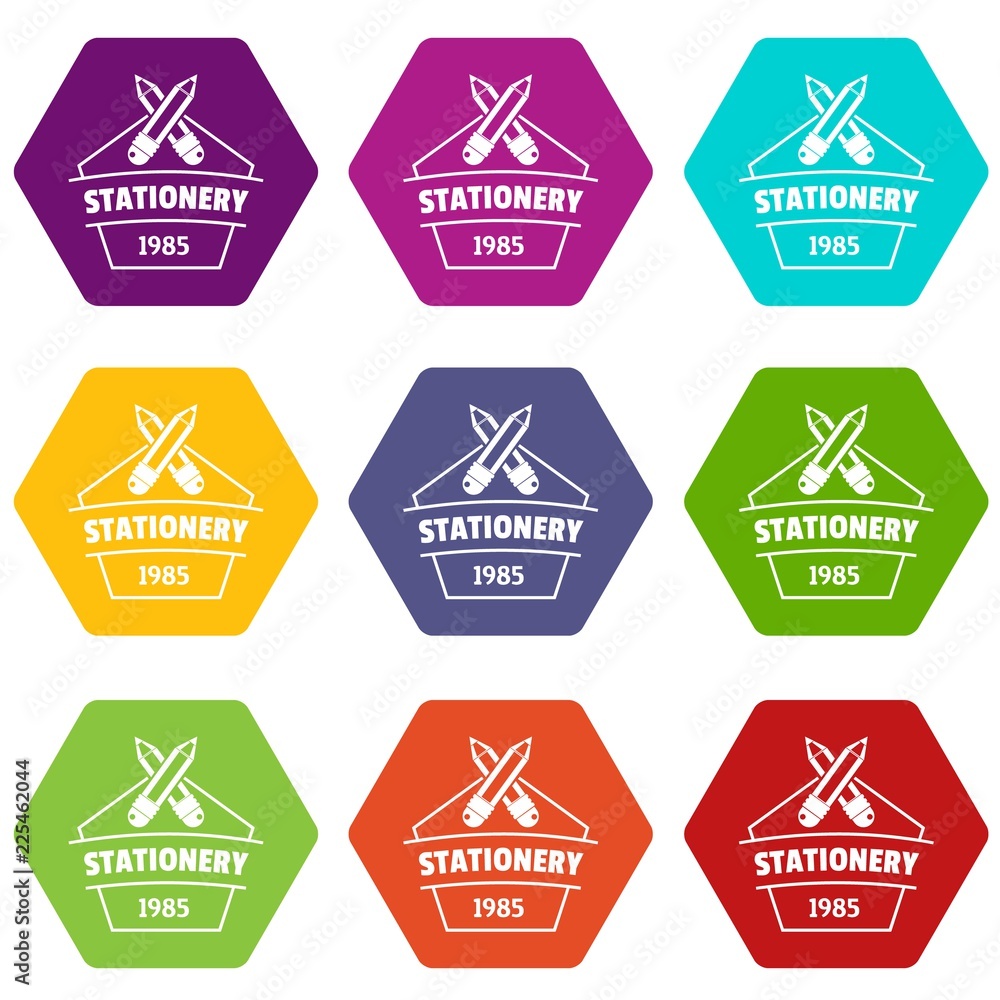 Education stationery icons 9 set coloful isolated on white for web Education stationery icons 9 set coloful isolated on white for web