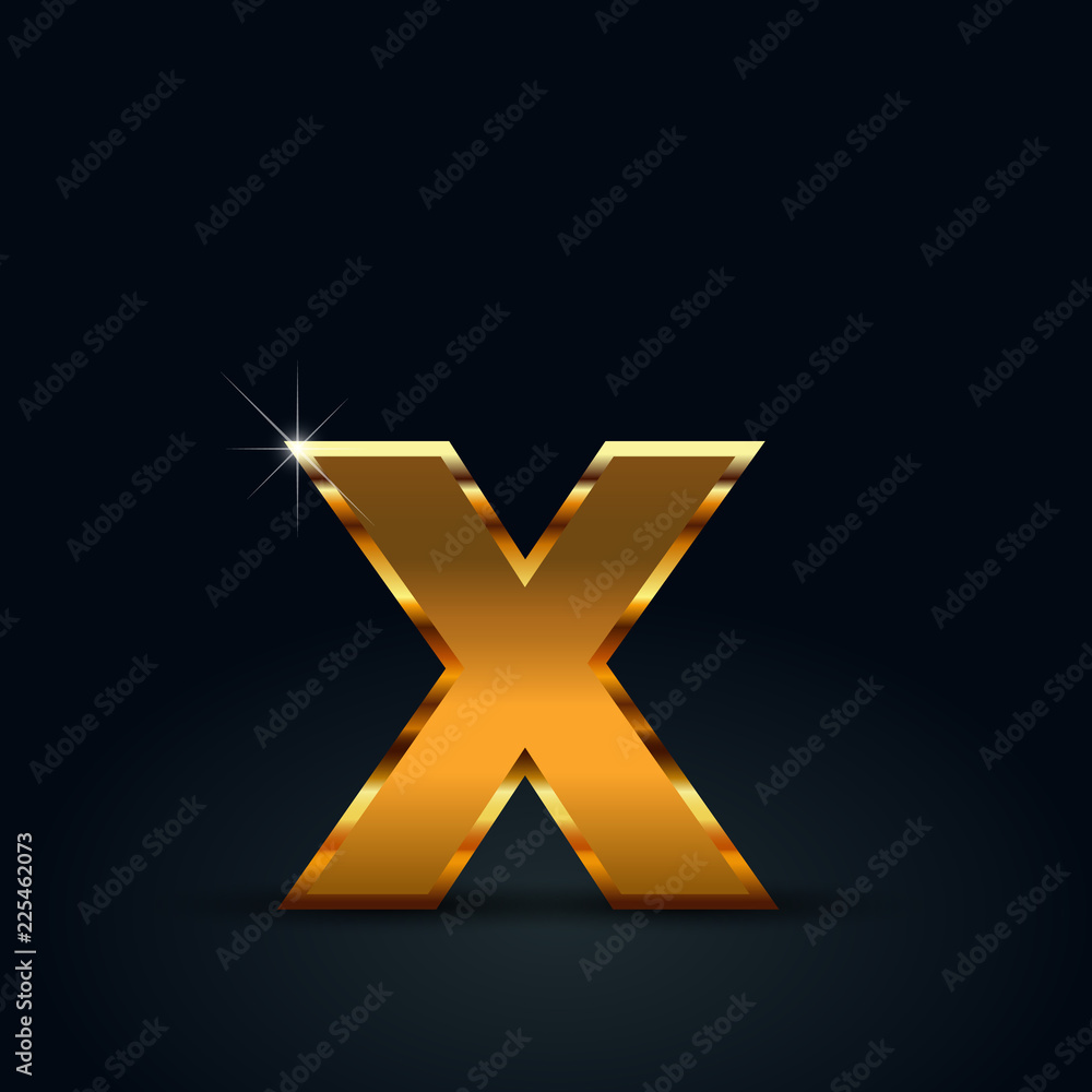 Dark gold vector letter X lowercase isolated on black background Dark gold vector letter X lowercase isolated on black background