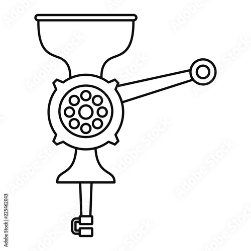 Hand meat grinder icon. Outline hand meat grinder vector icon for web design isolated on white background