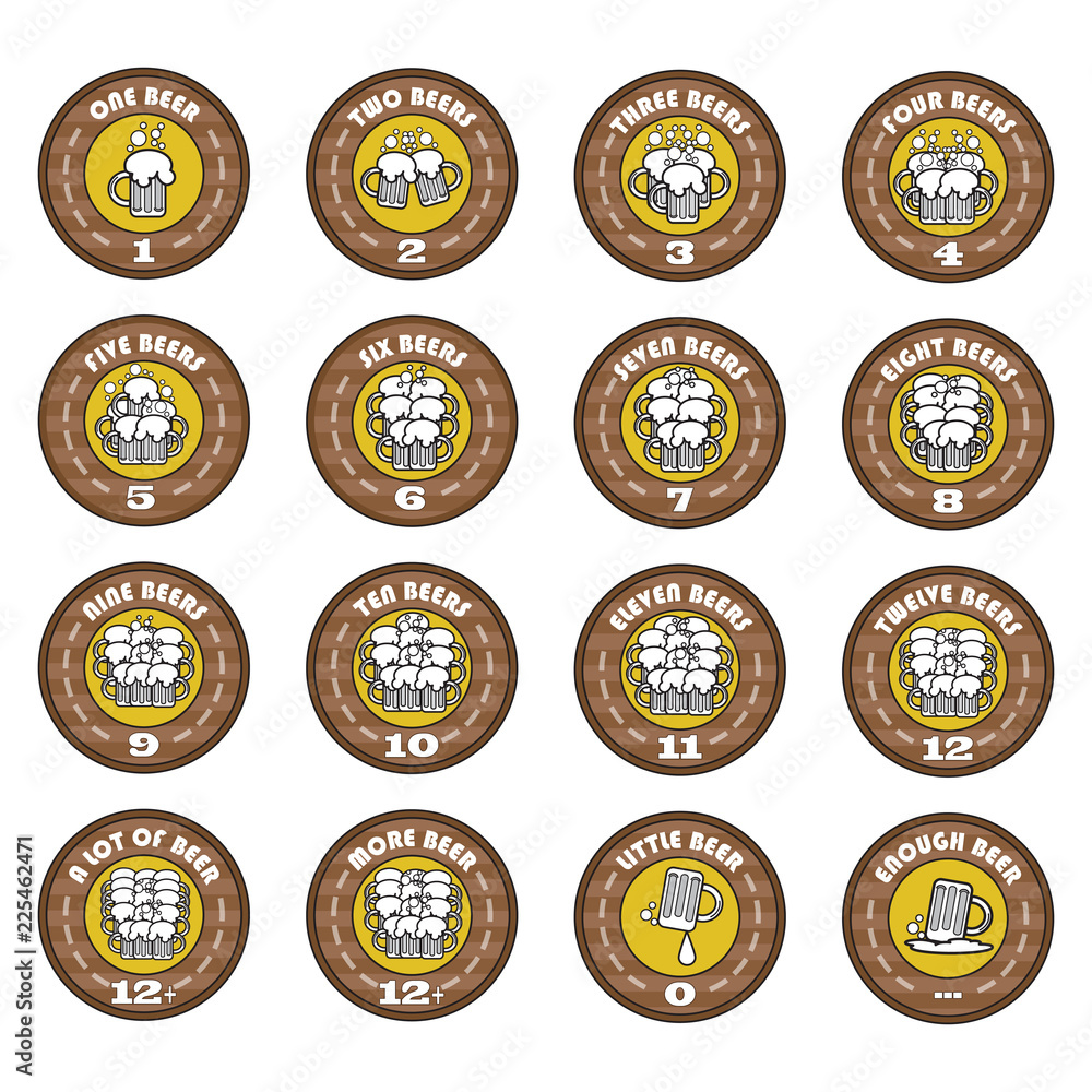 The-Oktoberfest-A-set-of-vector-funny-arithmetic-logos-of-beer-elements-for-a-bar-or-pub-menus-icons-emblems-Vector-illustration