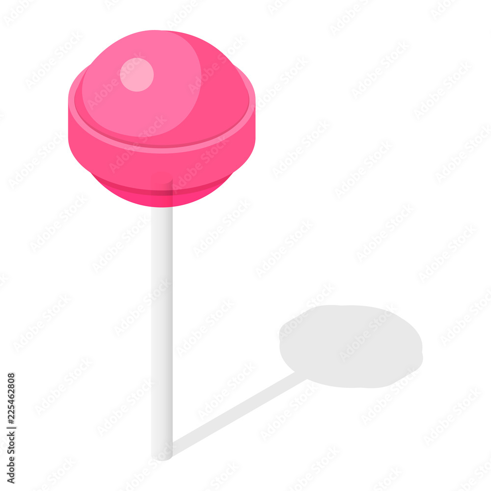 Pink lollipop icon. Isometric of pink lollipop vector icon for web design isolated on white background Pink lollipop icon. Isometric of pink lollipop vector icon for web design isolated on white background