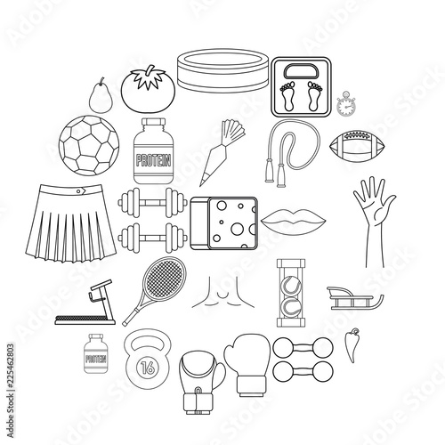 Track and field icons set. Outline set of 25 track and field vector icons for web isolated on white background