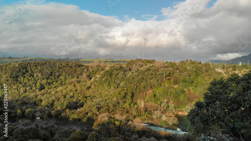 Aerial panoramic view of Huka Falls landscape  Taupo - New Zealand