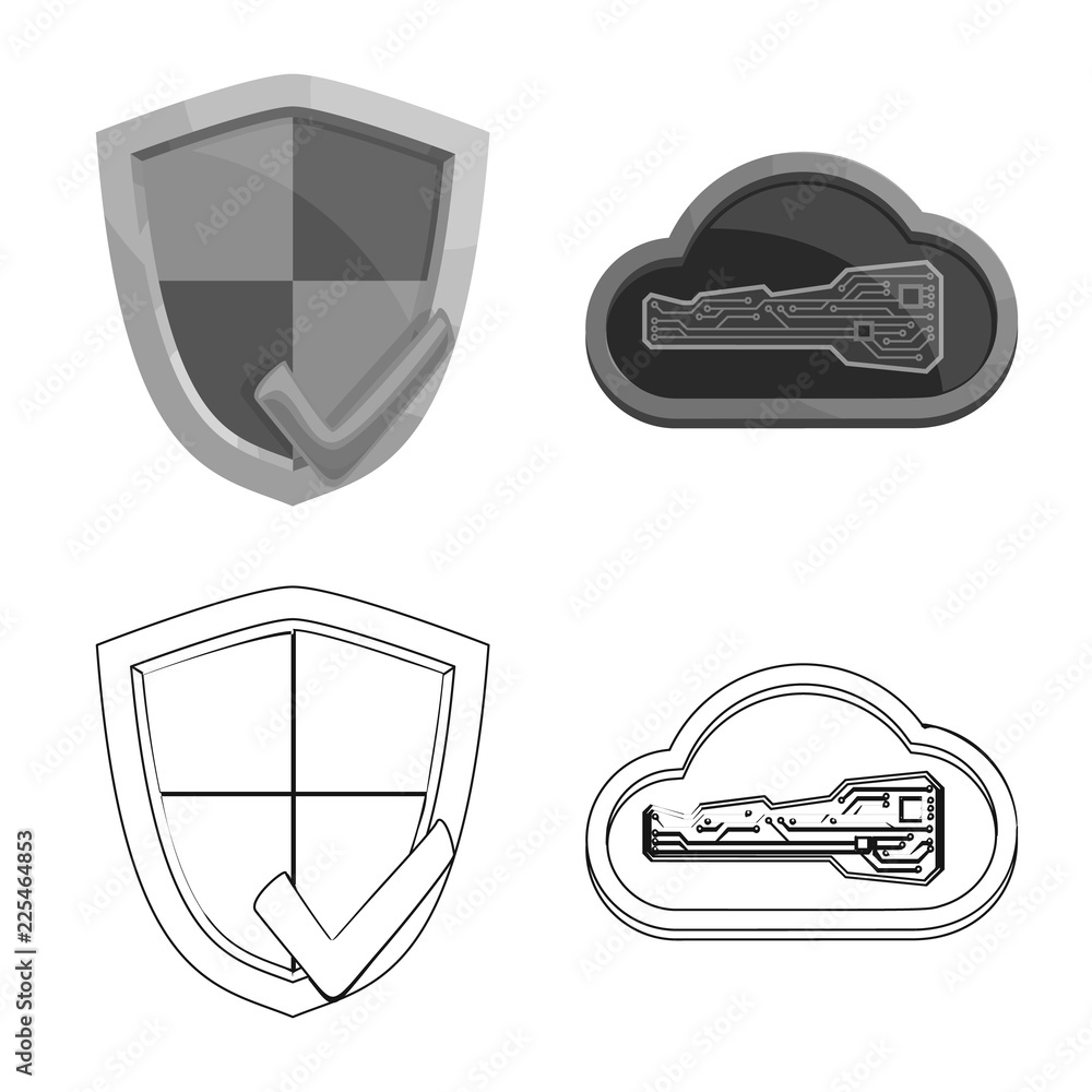 Isolated object of virus and secure symbol. Set of virus and cyber vector icon for stock.