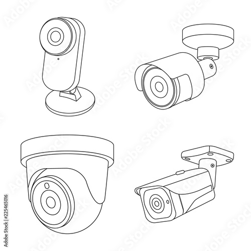 Vector design of cctv and camera icon. Set of cctv and system stock symbol for web.