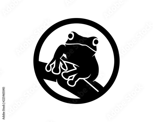 Silhouette Animal Frog Sign Symbol Icon Circle Logo Vector