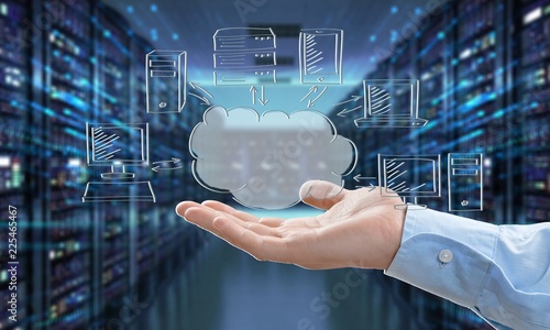 Businessman and cloud computing, technology connectivity