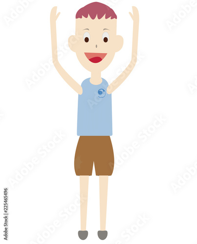 Boy is happy white background.