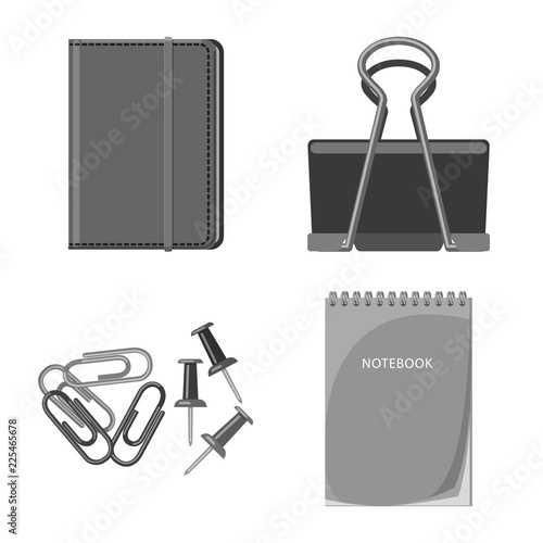 Vector illustration of office and supply icon. Set of office and school stock symbol for web.