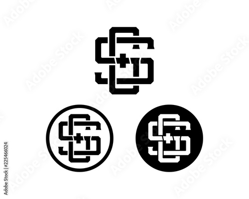 Initial Name Letter CS or SC Sign Symbol Icon Monogram Logo Vector Set