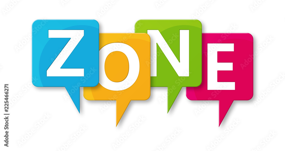 Zone - letters written in beautiful boxes on white background Zone - letters written in beautiful boxes on white background