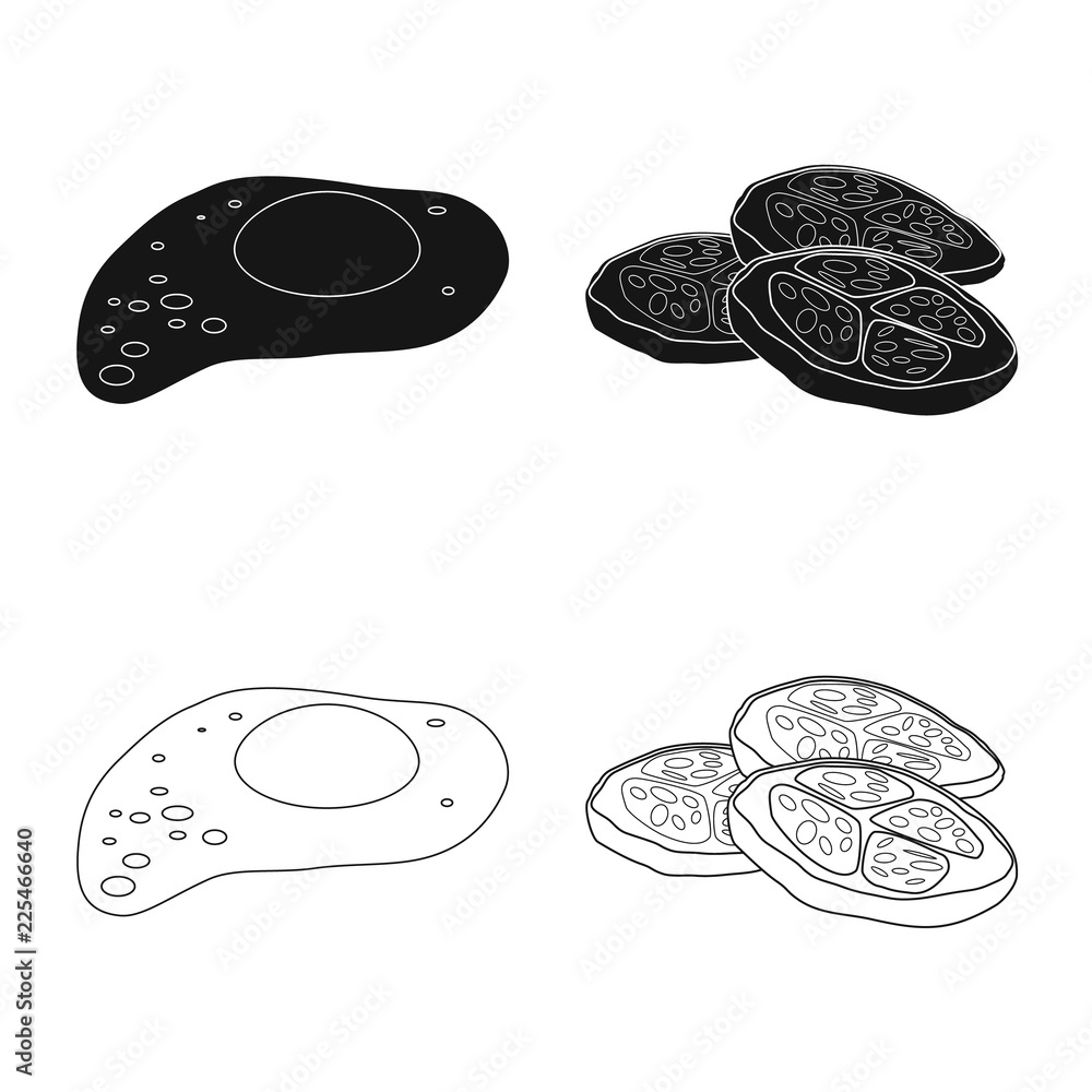 Isolated object of burger and sandwich sign. Collection of burger and slice stock vector illustration. Isolated object of burger and sandwich sign. Collection of burger and slice stock vector illustration.