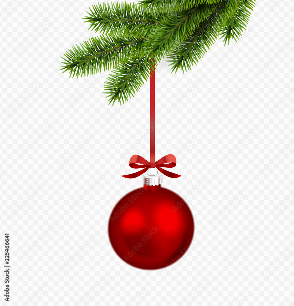 Vector Christmas decoration with pine branch isolated on transparent background. Vector Christmas decoration with pine branch isolated on transparent background.