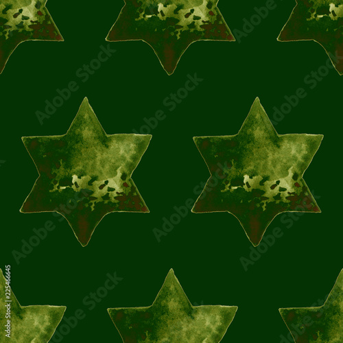 Seamless Watercolor Stars Pattern. Magic Festive Background. Hand Drawn Doodle Stars. Baby Design. Abstract Rapport for Wallpaper, Textile, Linen, Wrapping, Posters, Cards, Banner. New Year, Birthday 