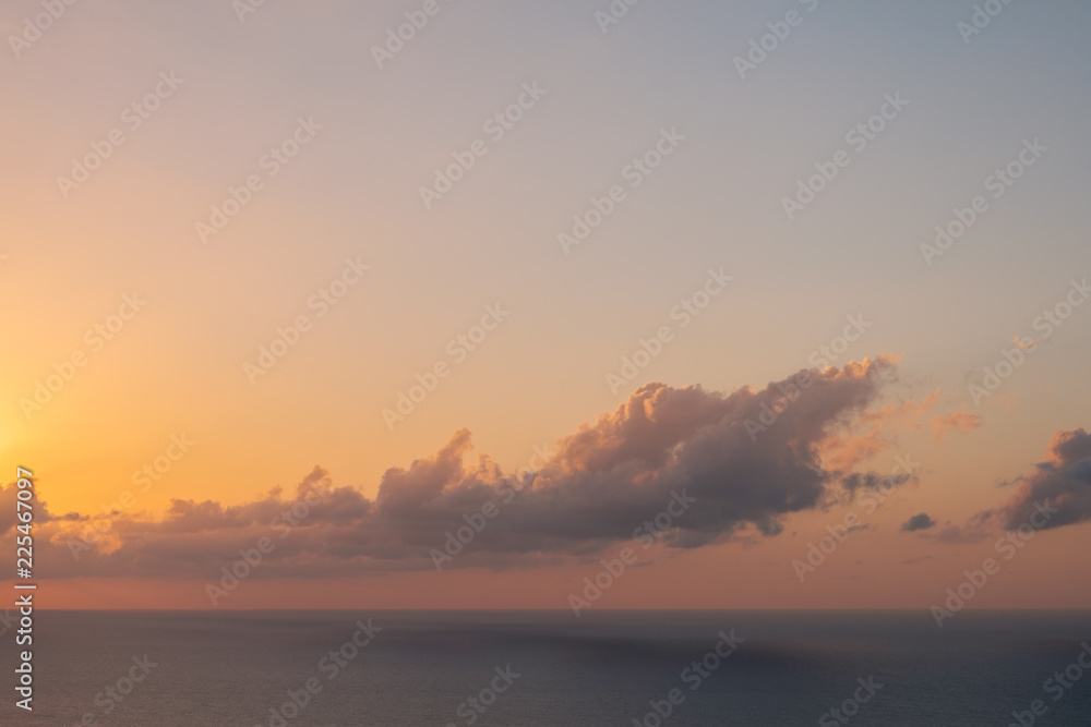 sunset sky above ocean background - scenic sky over water 