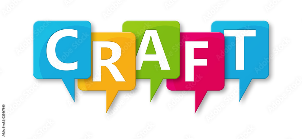 Craft - letters written in beautiful boxes on white background Craft - letters written in beautiful boxes on white background