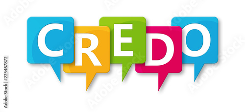 Credo - letters written in beautiful boxes on white background