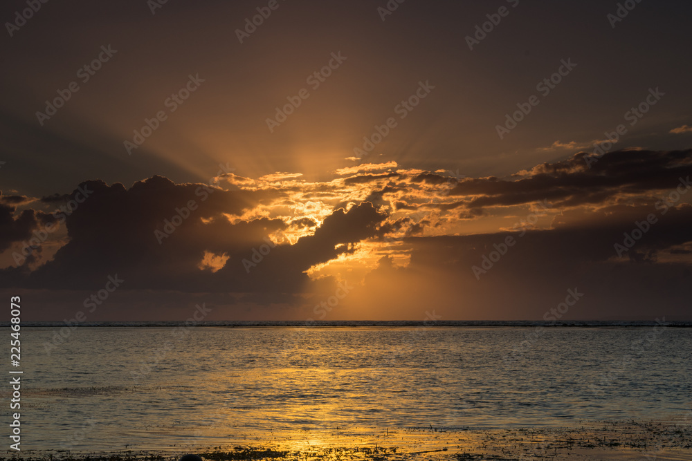 Hidden sunrise at Sanur beach Bali Indonesia
