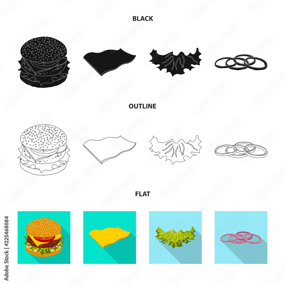 Vector design of burger and sandwich logo. Collection of burger and slice stock symbol for web. Vector design of burger and sandwich logo. Collection of burger and slice stock symbol for web.