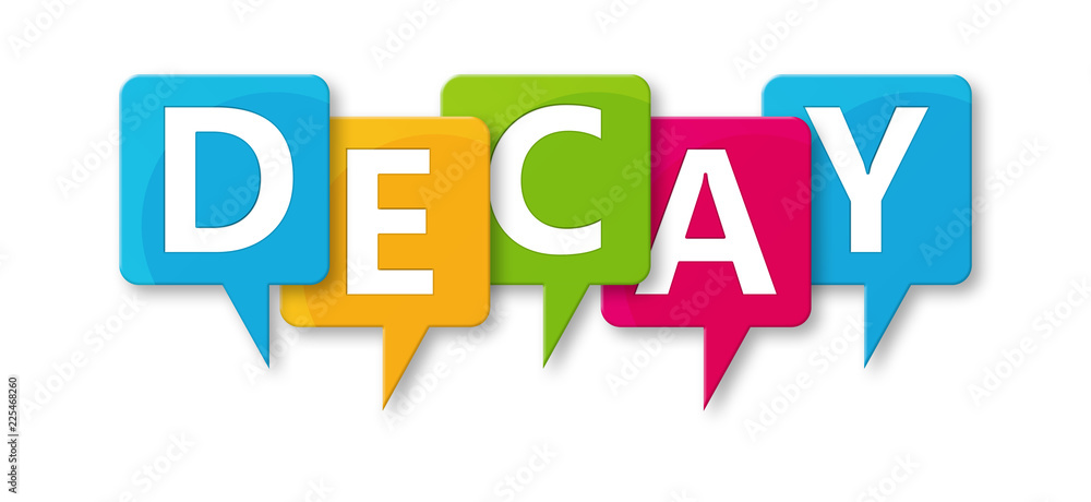 Decay - letters written in beautiful boxes on white background Decay - letters written in beautiful boxes on white background