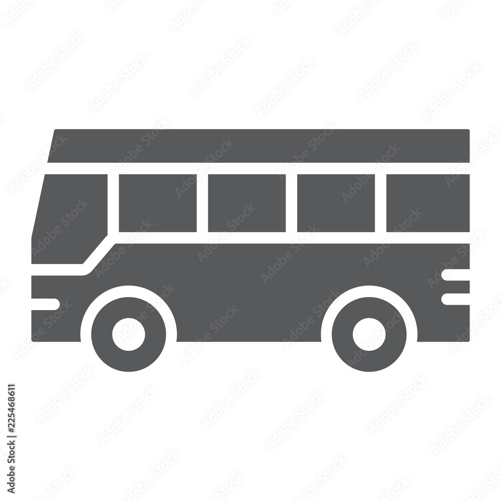 Bus glyph icon, traffic and public, vehicle sign, vector graphics, a solid pattern on a white background.
