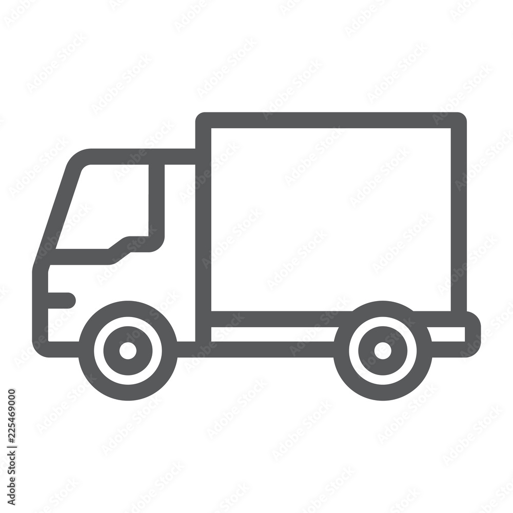 Delivery truck line icon, traffic and vehicle, van sign, vector graphics, a linear pattern on a white background. Delivery truck line icon, traffic and vehicle, van sign, vector graphics, a linear pattern on a white background.