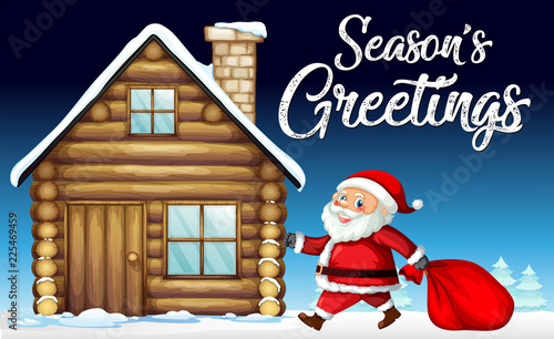 Santa on christmas card template