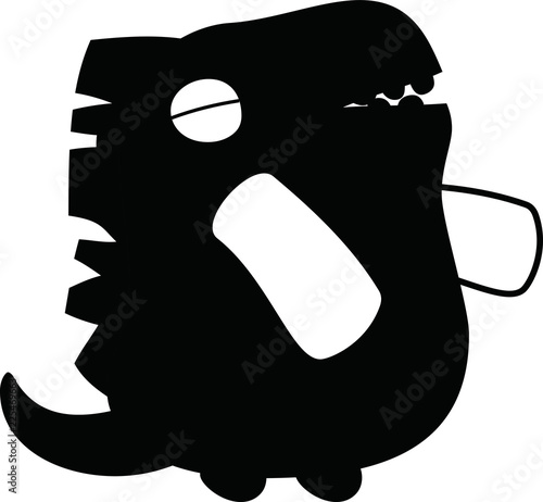 Black Cartoon tiny monster vector