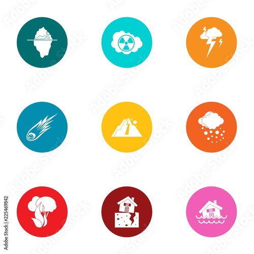 Manmade danger icons set. Flat set of 9 manmade danger vector icons for web isolated on white background