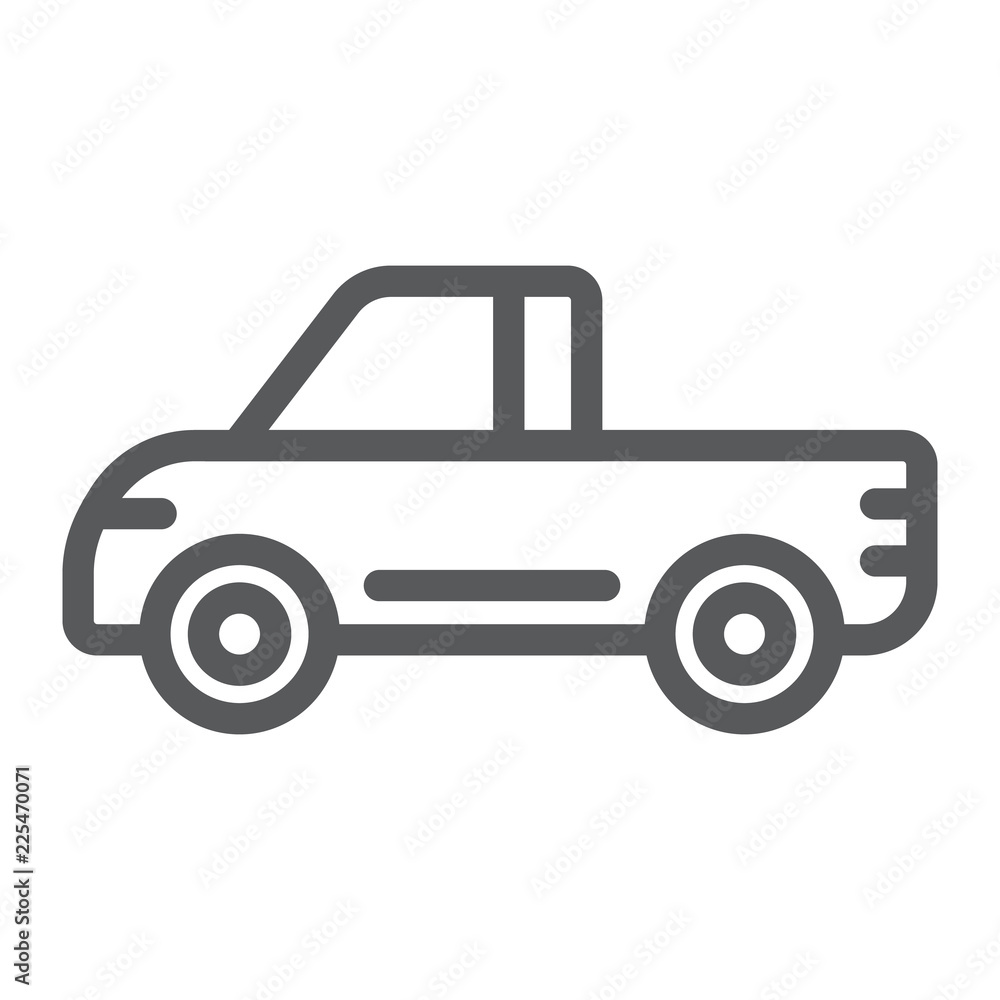 Pickup line icon, van and auto, car sign, vector graphics, a linear pattern on a white background.