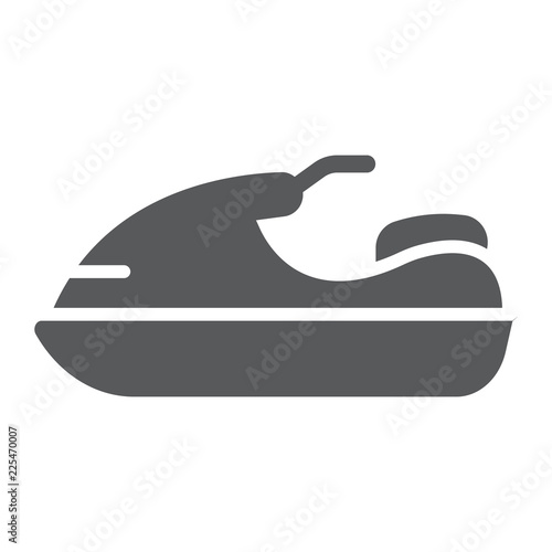 Jet ski glyph icon, transport and boat, water scooter sign, vector graphics, a solid pattern on a white background.