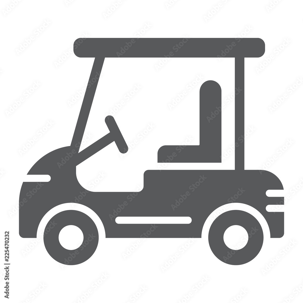 Golf car glyph icon, automobile and sport, cart sign, vector graphics, a solid pattern on a white background. Golf car glyph icon, automobile and sport, cart sign, vector graphics, a solid pattern on a white background.
