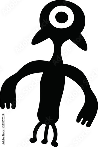 Black Cartoon tiny monster vector