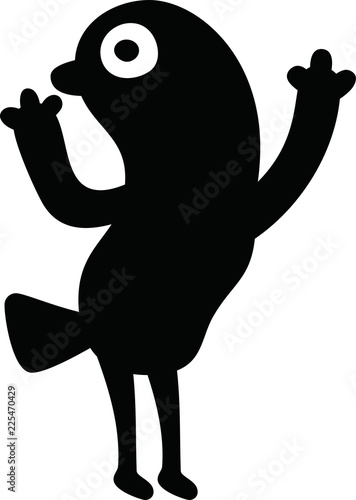 Black Cartoon tiny monster vector