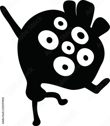 Black Cartoon tiny monster vector