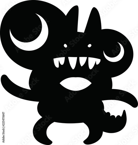 Black Cartoon tiny monster vector