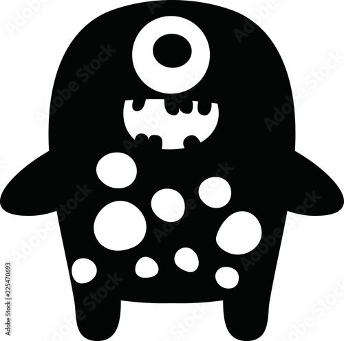 Black Cartoon tiny monster vector