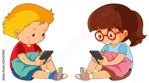 Children playing mobile phone