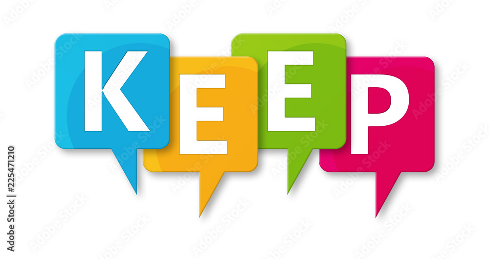 Keep - letters written in beautiful boxes on white background Keep - letters written in beautiful boxes on white background